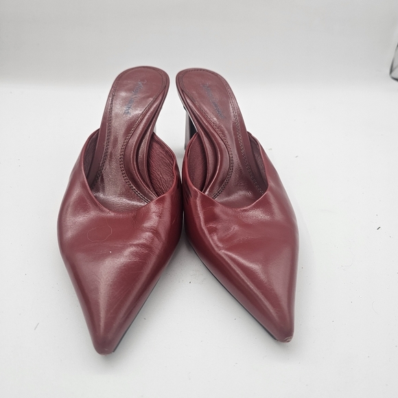 Jeffrey Campbell Unamused Cherry Red Block-Heel Pointed-Toe Mules Size 8 - Picture 10 of 16